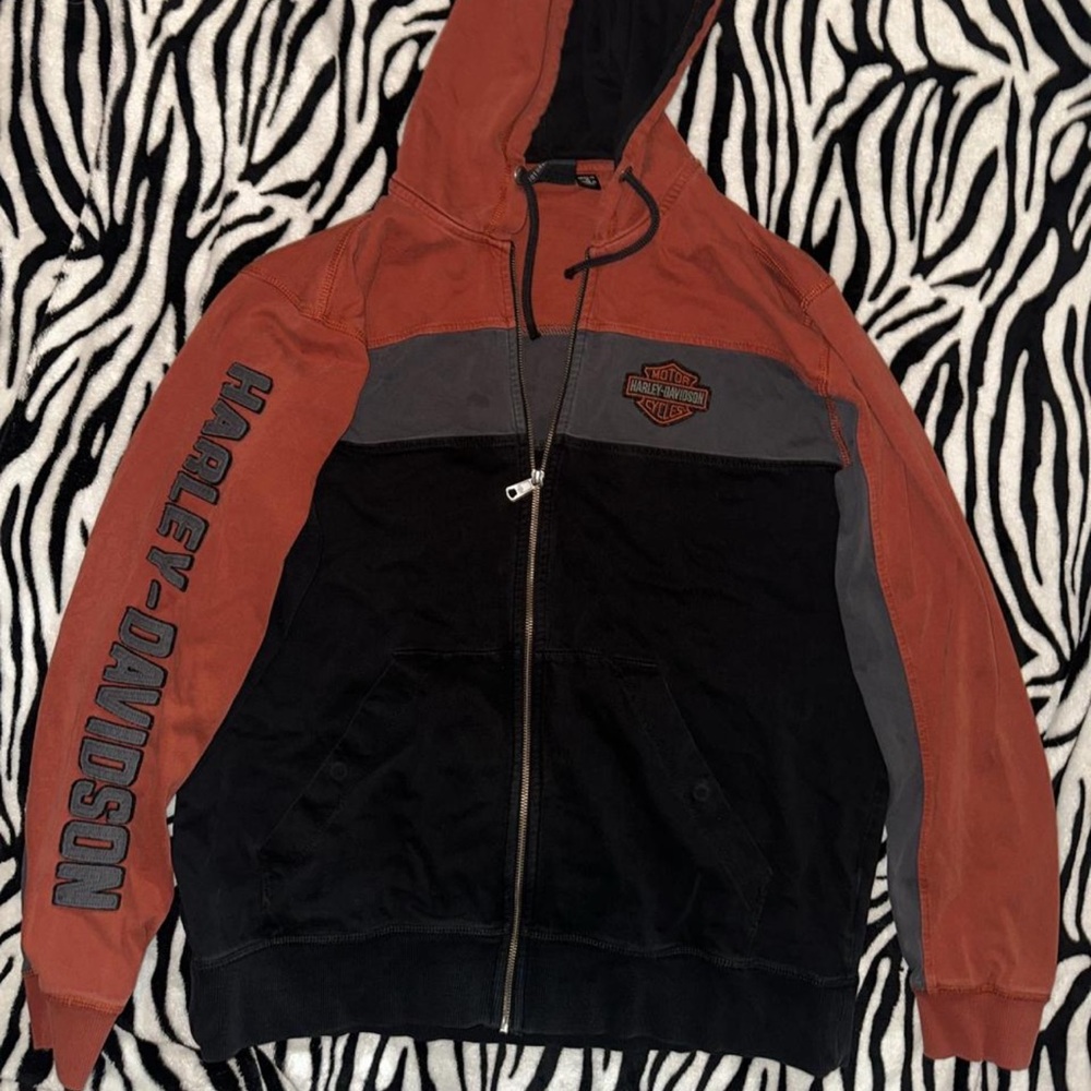 Harley-Davidson Black and Orange Lightweight Jacket, men’s, xl, good condition